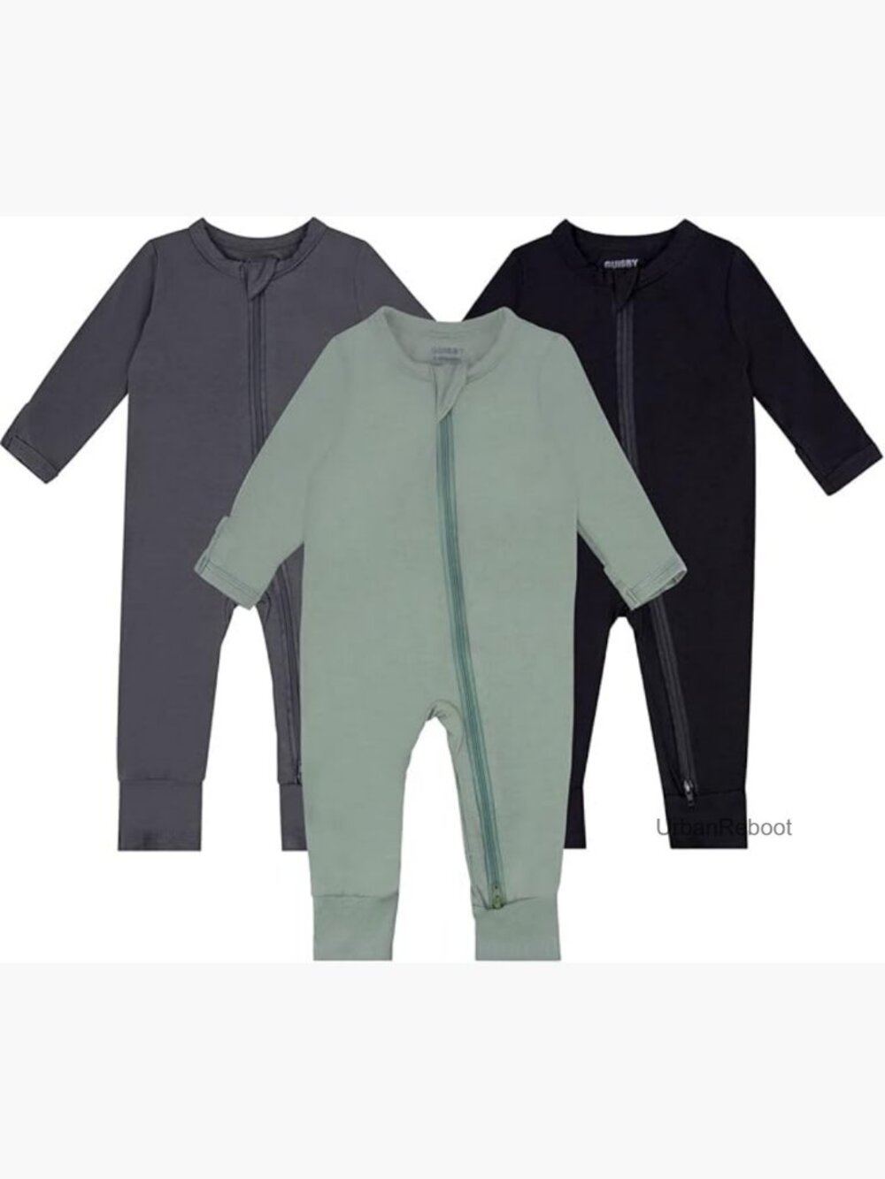 3-Piece Baby Pajamas Set, Long Sleeve Zipper Rompers, Soft Rayon